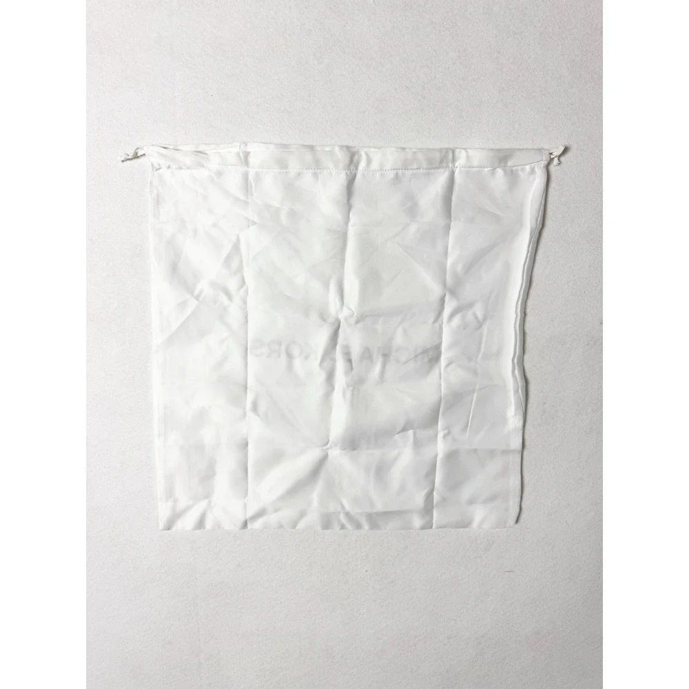 Michael Kors‎ White Satin Drawstring Dust Bag Silver Glitter Logo 18x18 Large